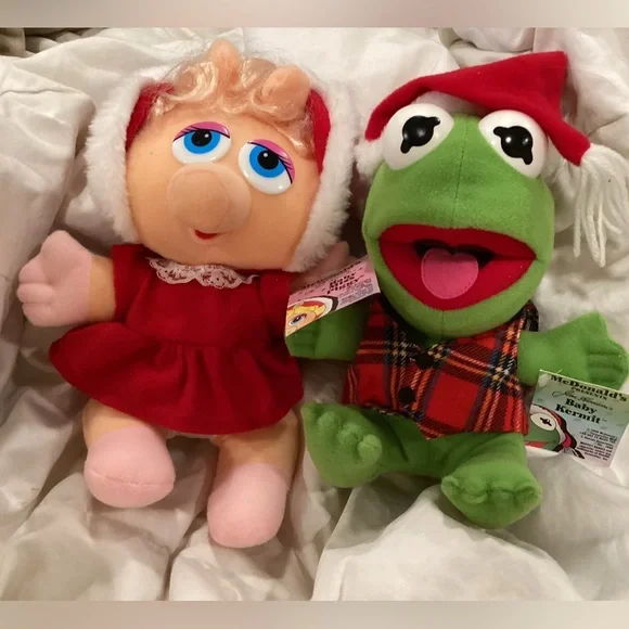 McDonald's 1987 Holiday Miss Piggy & Kermit Plush Duo. NWT original - Picture 1 of 9